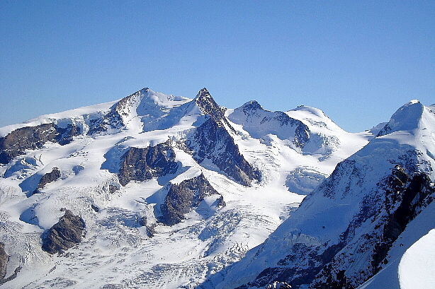 Nordend (4609m), Dufourspitze (4634m), Zumsteinspitze (4563m), Signalkuppe (4554m)