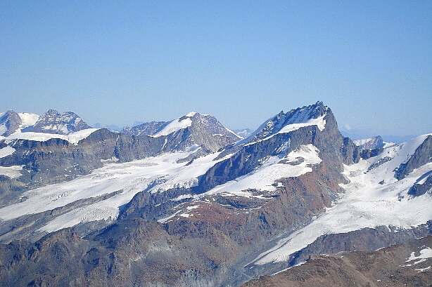 Fletschhorn (3996m), Allalinhorn (4027m), Rimpfischhorn (4199m)
