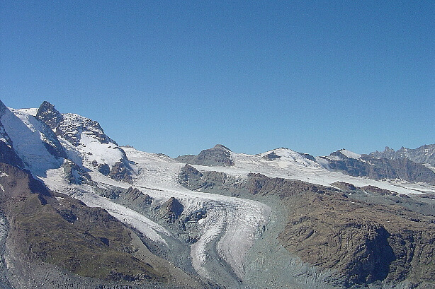 Klein Matterhorn (3889m), Theodul glacier, Theodulhorn (3469m), Furgghorn (3453m)