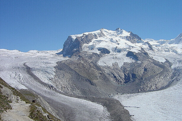 Monte Rosa with Nordend (4609m) and Dufourspitze (4634m), Findel glacier