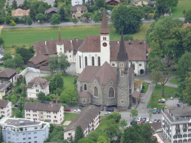 Evangelic and roman catholic church in Interlaken