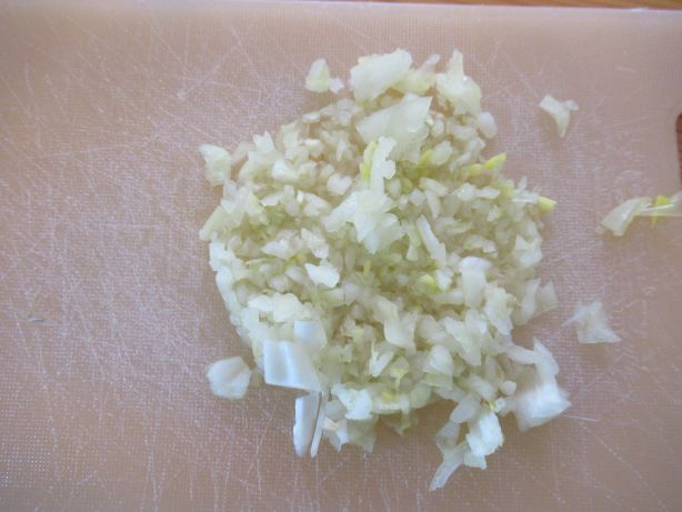 Peal the onion and cut it into small pieces