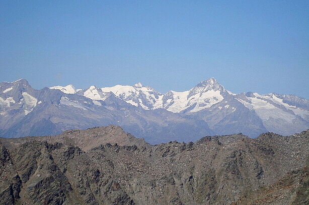 Nesthorn, Mittaghorn, Jungfrau, Sparrhorn, Aletschhorn