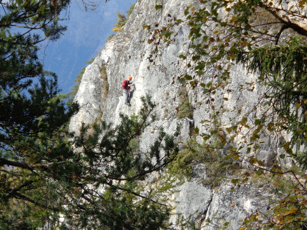 Der Klettersteig vom Abstieg auf dem Wanderweg
