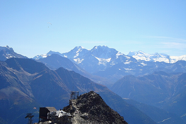 Fletschhorn (3996m), Lagginhorn (4010m), Weissmies (4017m), Monte Rosa (4634m)