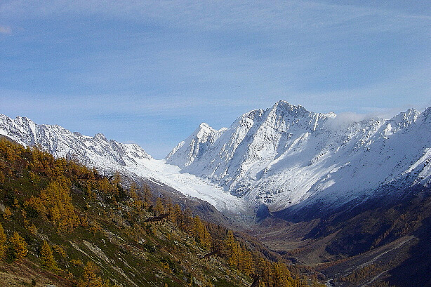Lang glacier, Lötschenlücke (3173m)  Sattelhorn (3745m) and Schinhorn (3797m)