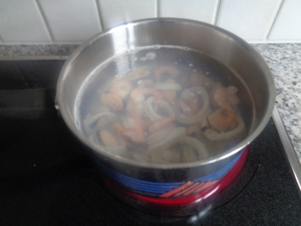 Boil the seafood for about 30 minutes