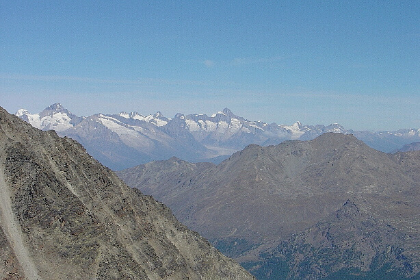 Bernese Alps with Great Aletsch glacier, Aletschhorn (4193m) and Finsteraarhorn (4272m)