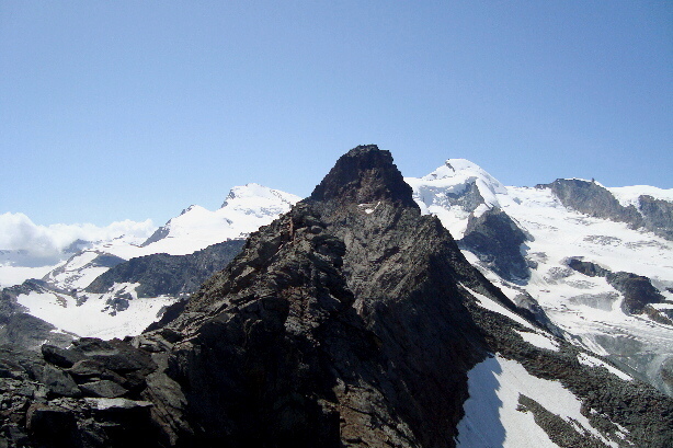 Strahlhorn (4190m), Egginer (3366m), Allalinhorn (4027m), Rimpfischhorn (4199m)