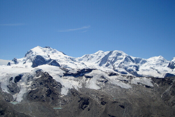 Monte Rosa (4634m), Lyskamm (4527m), Castor (4228m)