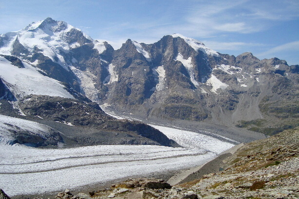Piz Bernina, Piz Prievlus, Piz Morteratsch, Pers glacier, Morteratsch glacier