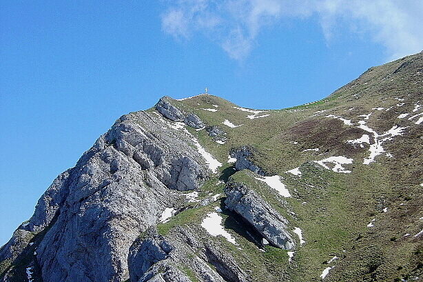 View to the summit cross of Schafmatt