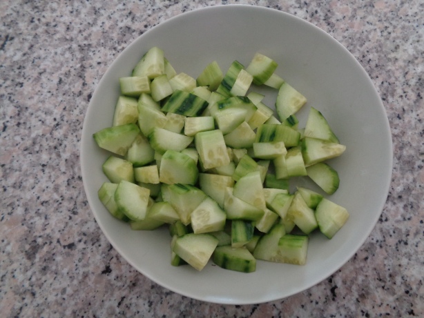 Cut the cucumber into pieces