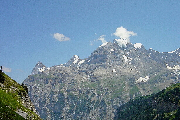 Eiger (3970m), Mönch (4107m) und Jungfrau (4158m)