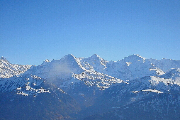 Schreckhorn, Finsteraarhorn, Eiger, Mönch, Jungfrau, Gletscherhorn
