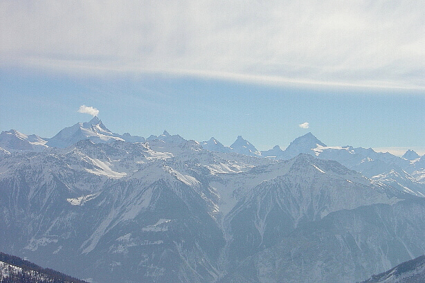 Weisshorn (4506m), Zinalrothorn (4221m), Matterhorn (4478m), Dent Blanche (4357m)