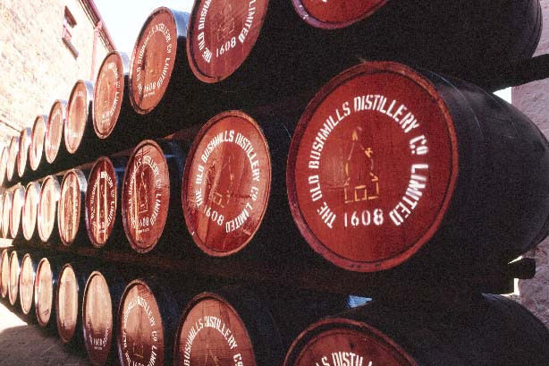 Whiskybarrels of the old bushmills distillery