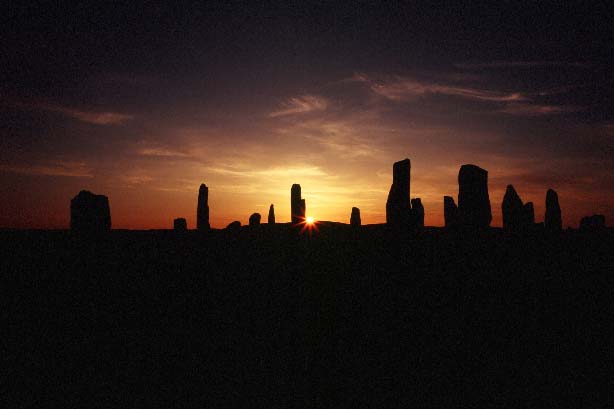 Sunset and standing stones (menhirs) of Callanish