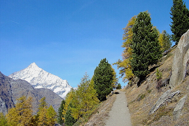 Tufteren ridge path and Weisshorn (4506m)