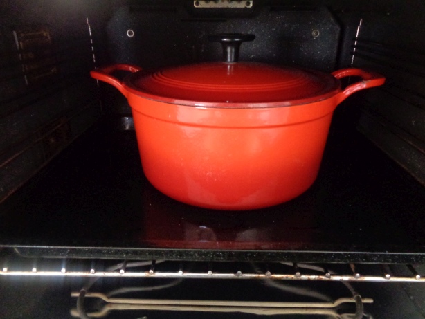 Put the pot with a cover in the oven for about 45 minutes