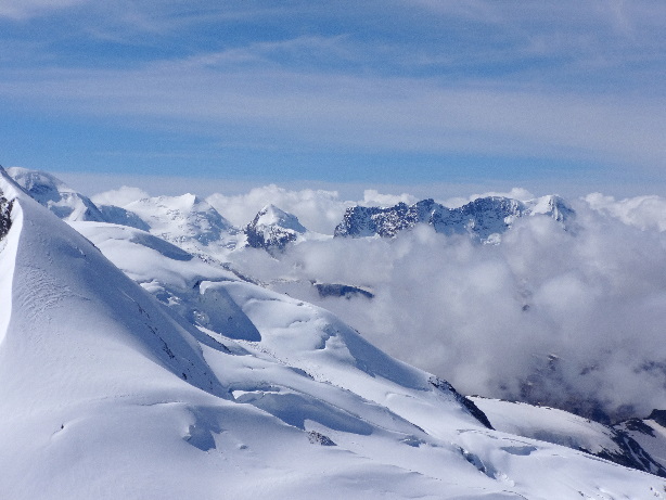 Castor (4228m), Pollux (4092m), Zermatter Breithorn (4164m)