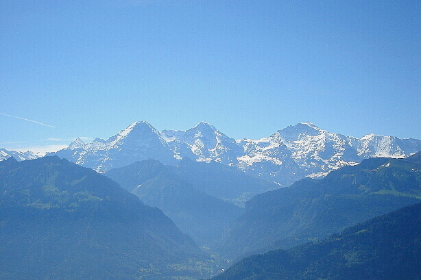 Eiger (3970m), Mönch (4107m) und Jungfrau (4158m)