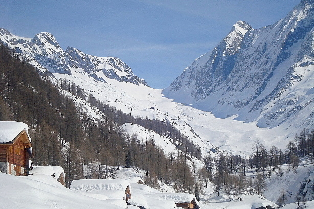Langgletscher, Lötschenlücke (3173m), Sattelhorn (3745m) und Schinhorn (3797m)