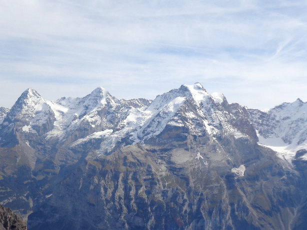 Eiger (3970m), Mönch (4107m) und Jungfrau (4158m)