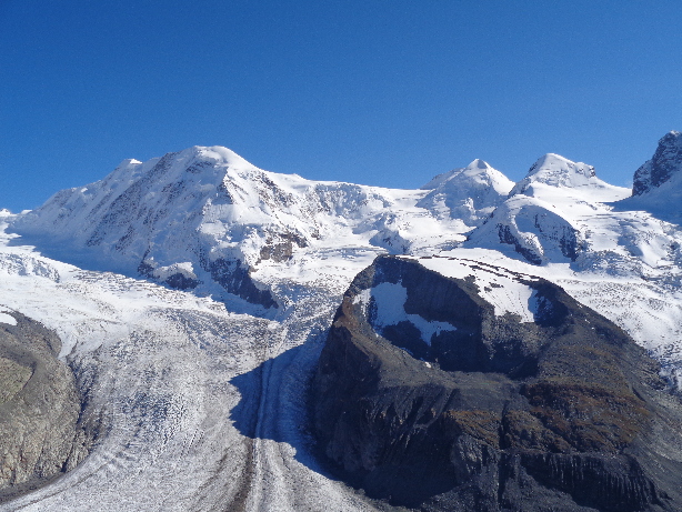 Liskamm (4527m), Castor (4228m) und Pollux (4092m)