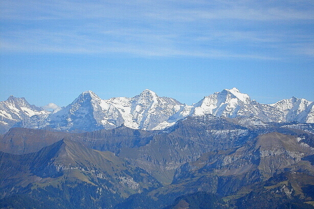 Schreckhorn (4078m), Eiger (3970m), Mönch (4107m), Jungfrau (4158m)