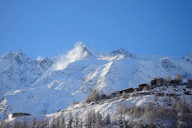 Dom (4545m), Lenzspitze (4294m), Nadelhorn (4327m), Schwarzhorn (3620m)