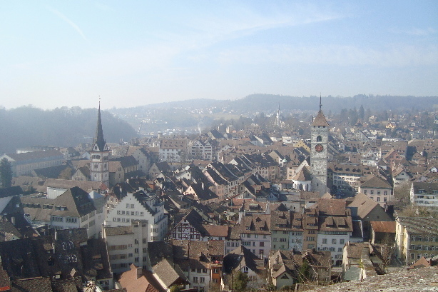 Look from Munot castle to the town