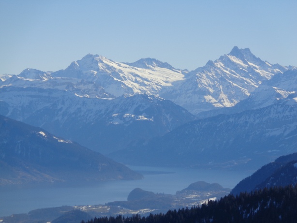 Wetterhorn (3692m), Bärglistock (3656m), Schreckhorn (4078m)