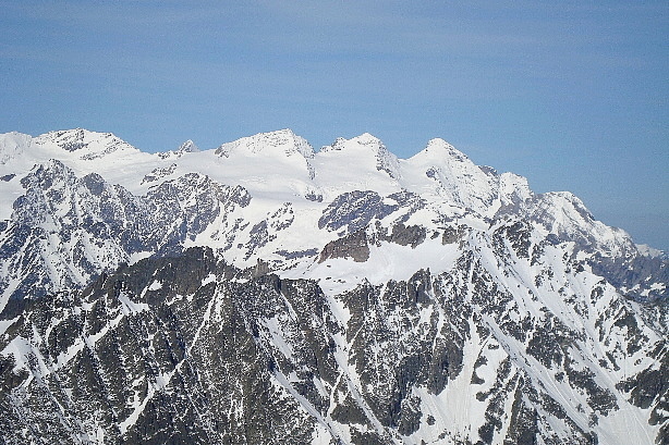 Rosenhorn (3689m), Mittelhorn (3704m), Wetterhorn (3692m)