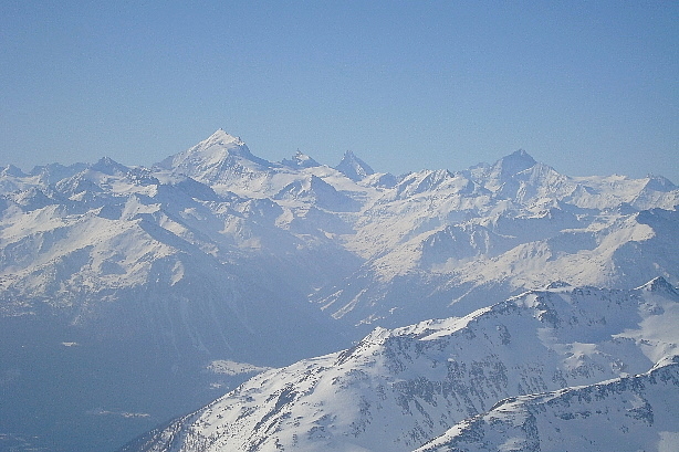 Weisshorn, Bishorn, Brunegghorn, Matterhorn, Niwen