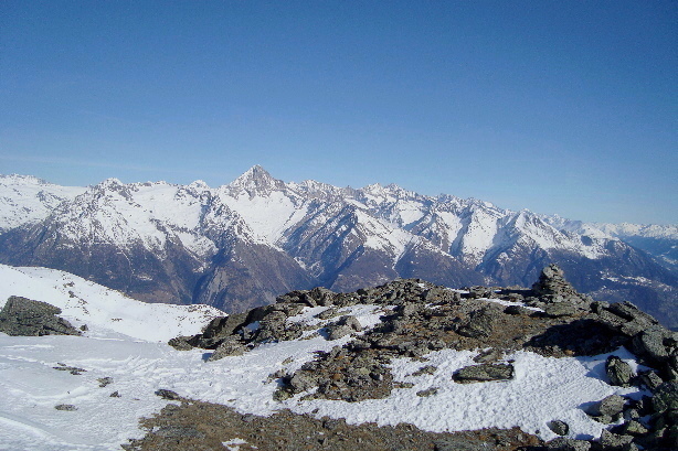Petersgrat, Tschingelhorn, Bietschhorn, Aletschhorn, Finsteraarhorn, Fiescherhörner