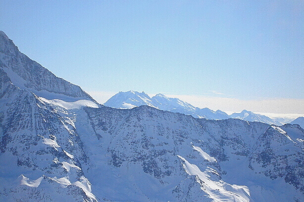 Fletschhorn (3996m), Lagginhorn (4010m) und Weissmies (4017m)