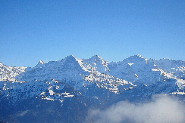 Finsteraarhorn (4272m), Eiger (3970m), Mönch (4107m), Jungfrau (4158m)
