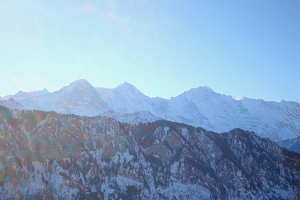 Eiger (3970m), Mönch (4107m) und Jungfrau (4158m)