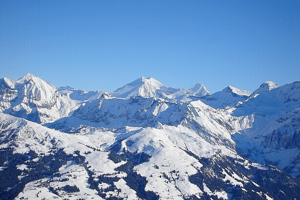 Balmhorn, Altels, Rinderhorn, Steghorn im Hintergrund, Bütschiflue im Vordergrund