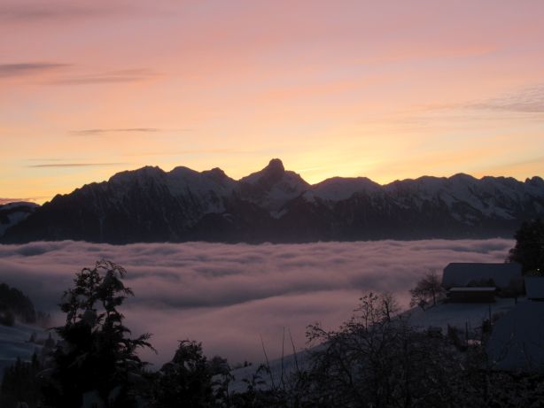 Stockhorn (2190m) with sea of fog