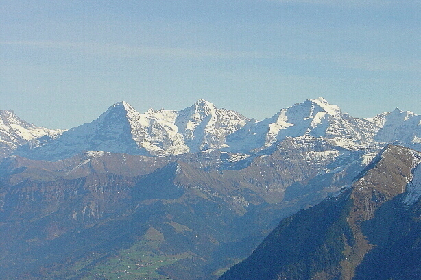 Eiger (3970m),  Mönch (4107m) und Jungfrau (4158m)
