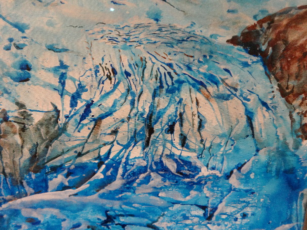 Blaue Schatten im Eis